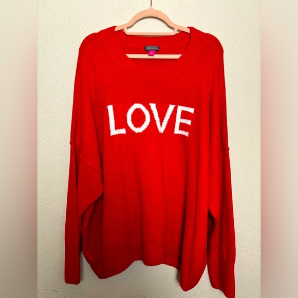 Vince Camuto Valentine’s Day Love Red Crewneck Slouch Sweater XXL - Picture 1 of 7